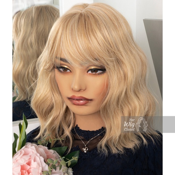 Golden Blonde Wavy Wig with Bangs | Gwen - Picture 2 of 8